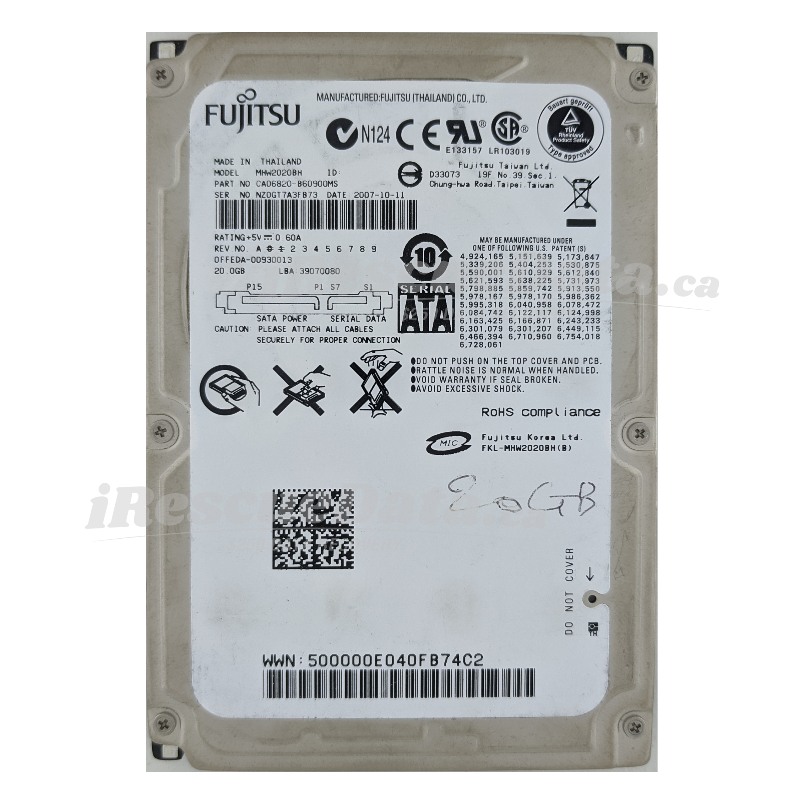 Fujitsu MHW2020BH NZ0GT7A3FB73