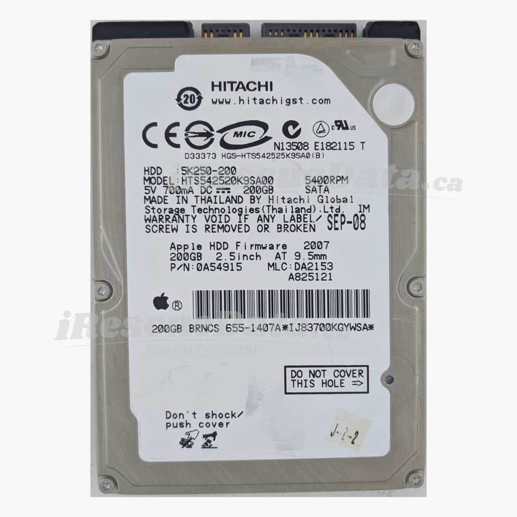Hitachi HTS542520K9SA00 080912BB2D10WHCEDEHC