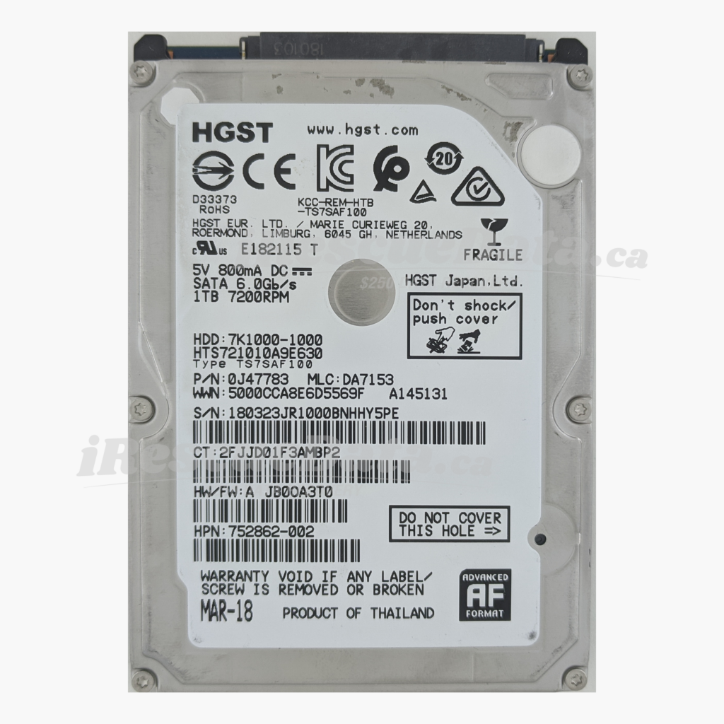 Hitachi HTS721010A9E630 JR1000BNHHY5PE