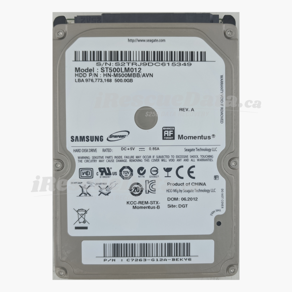 Samsung HN-M500MBB S2TRJ9DC615349