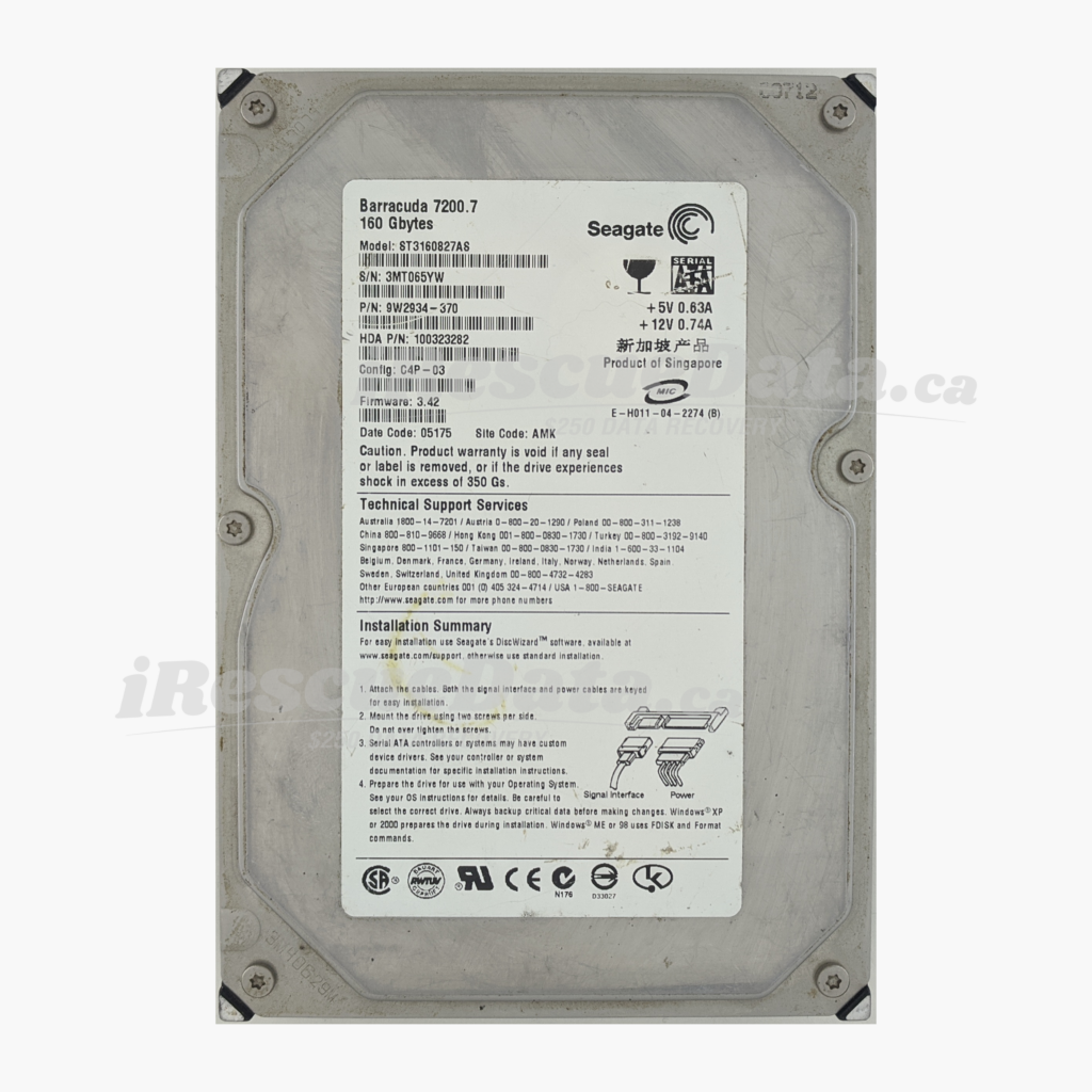 Seagate ST3160827AS 3MT065YW