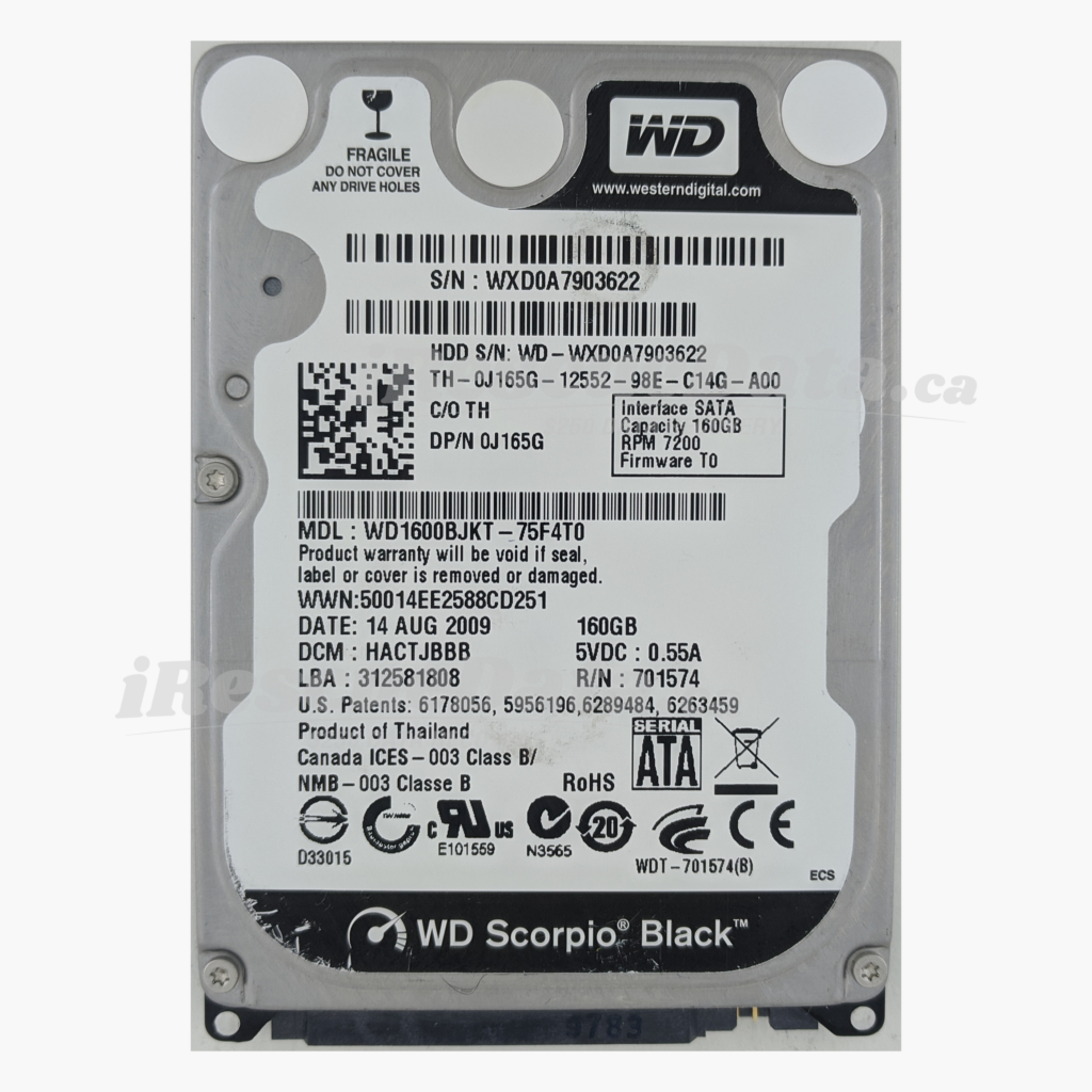 WD WD1600BJKT-75F4T0 WXD0A7903622
