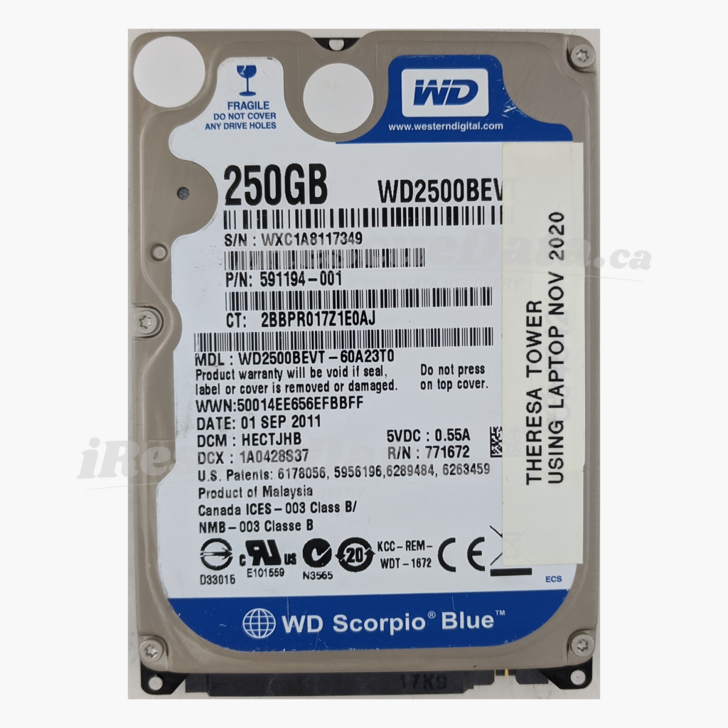 WD WD2500BEVT-60A23T0 WXC1A8117349
