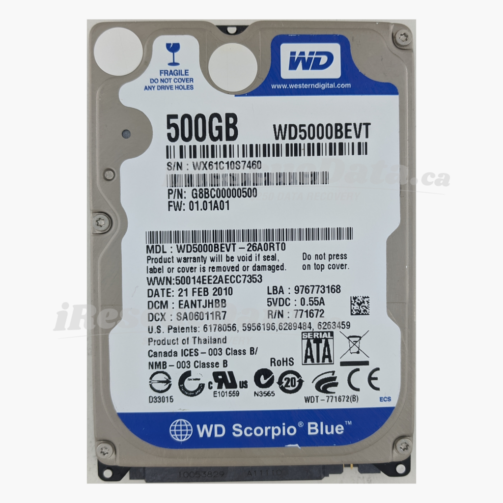 WD WD5000BEVT-26A0RT0 WX61C10S7460