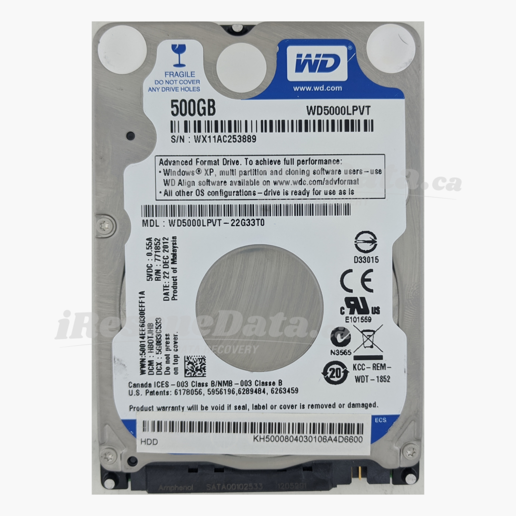 WD WD5000LPVT-22G33T0 WX11AC253889