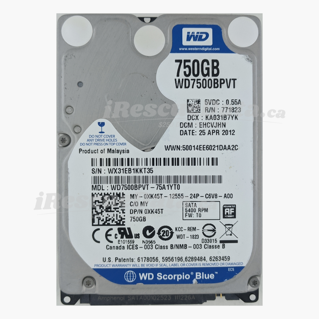 WD WD7500BPVT-75A1YT0 WX31EB1KKT35