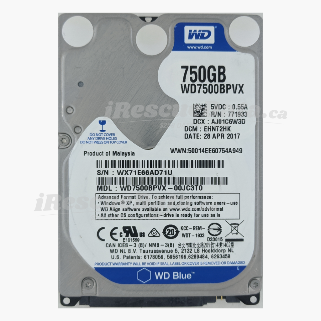 WD WD7500BPVX-00JC3T0 WX71E66AD71U