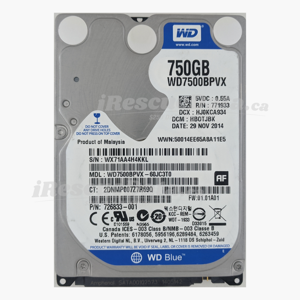 WD WD7500BPVX-60JC3T0 WX71AA4H4KKL